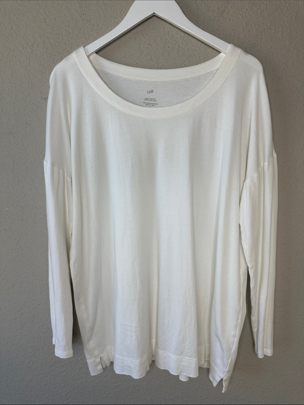 J. Jill Women's 100% Supima Cotton Long Sleeve T Shirt Size Large White